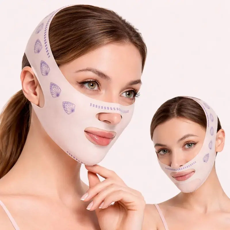 Máscara modeladora facial V-Line ajustável para redução de papada e definição do contorno do rosto
