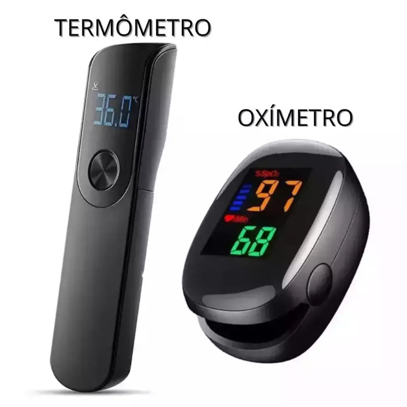 Termômetro infravermelho digital sem contato com oxímetro de dedo