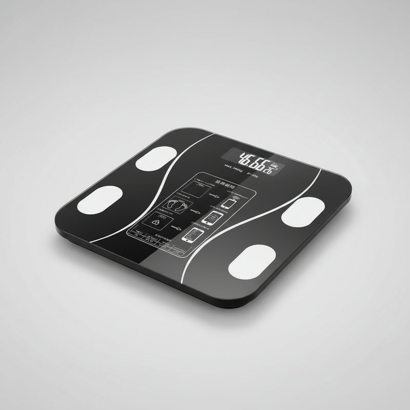 Balança digital corporal com bioimpedância smart em banheiro moderno
